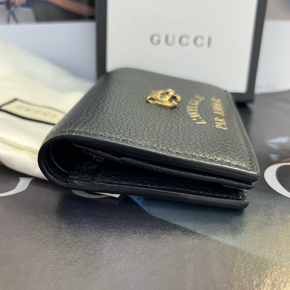 Gucci Animalier Compact Bifold Wallet in Grained Calfskin Leather Authentic - Picture 4 of 9